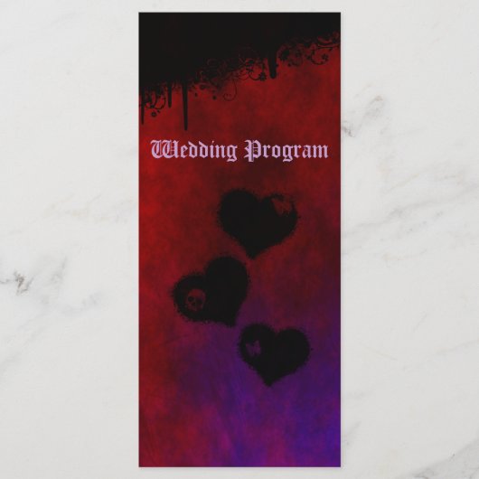 Gothic Heart Wedding Program Kaart (Voorkant)