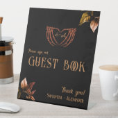 Gothic Heart Whimsigoth Copper Wedding Gastboek Reclamebord Met Voetstuk (Insitu)