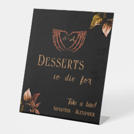 Gothic Heart Whimsigoth Koperen Trouwdesserts Reclamebord Met Voetstuk