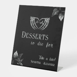Gothic Heart Whimsigoth Zilveren Trouwdesserts Reclamebord Met Voetstuk