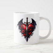 Gothic Heart with Wings, Sword and Red Roses Grote Koffiekop (Rechts)