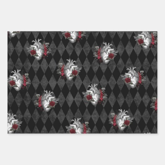 Gothic Heart Wrapping Paper Sheets (Voorkant)