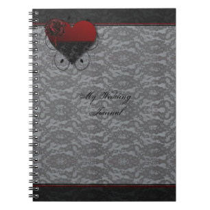 Gothic Hearts and Rozen Elegant Wedding Journal Notitieboek