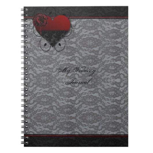 Gothic Hearts and Rozen Elegant Wedding Journal Notitieboek (Voorkant)