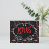 Gothic Hearts LOVE Valentine Briefkaart (Staand voorkant)