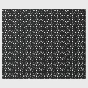 Gothic Hearts Zwart en Wit Cadeaupapier