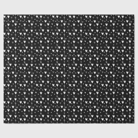 Gothic Hearts Zwart en Wit Cadeaupapier (Zoom)