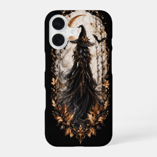 Gothic Heks Gouden Maan Bos Halloween Onderzetter iPhone 16 Hoesje