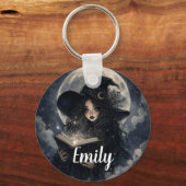 Gothic Heks Natuur Volle Maan Design ||  Sleutelhanger (Voorkant)
