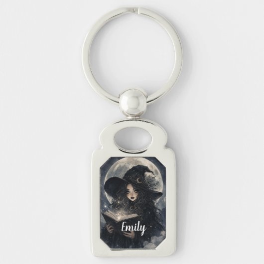 Gothic Heks Natuur Volle Maan Design || Sleutelhanger (Voorkant)