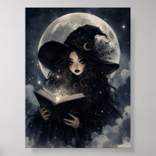 Gothic Heks Natuur Volle Maan ontwerp     Poster