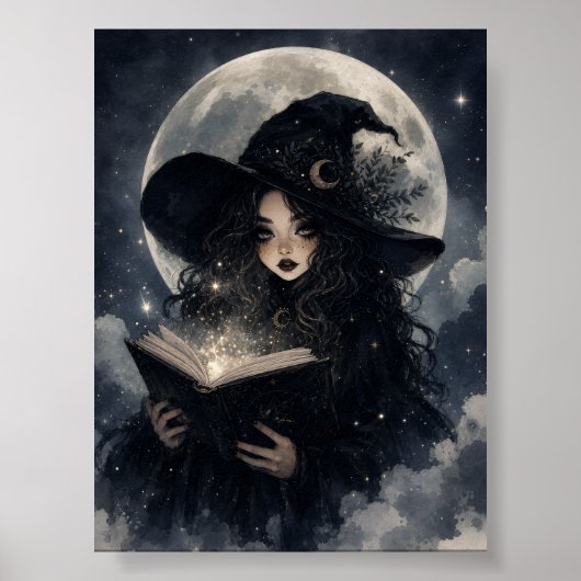 Gothic Heks Natuur Volle Maan ontwerp || Poster (Voorkant)