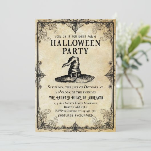 Gothic heks volwassen Halloween partij  Kaart (Staand voorkant)