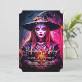 Gothic heks volwassen Halloween verjaardagsfeestje Kaart (Staand voorkant)