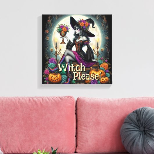 Gothic Heksen Halloween Fantasie Kunst Boodschappe Canvas Afdruk (Insitu (Woonkamer))