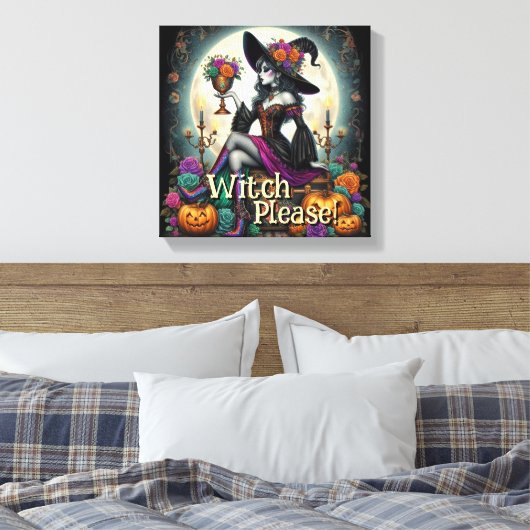 Gothic Heksen Halloween Fantasie Kunst Boodschappe Canvas Afdruk (Insitu (Slaapkamer))