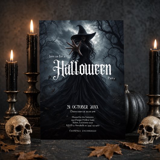 Gothic Heksen Halloween Feest Uitnodiging