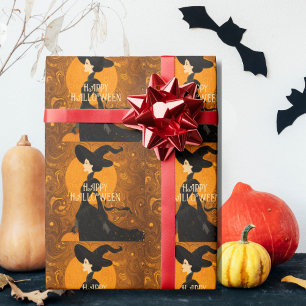 Gothic Heksenpompoen Halloween Elegante Art Nouvea Cadeaupapier