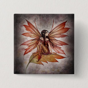 Gothic Herfst Elf Knop van Molly Harrison Vierkante Button 5,1 Cm