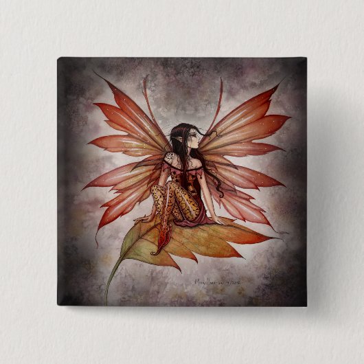 Gothic Herfst Elf Knop van Molly Harrison Vierkante Button 5,1 Cm (Voorkant)