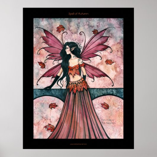 Gothic Herfst Kunstposter met Feeërieke Afbeelding Poster (Voorkant)