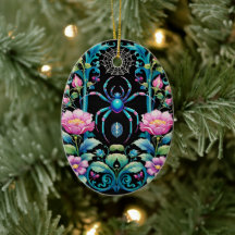 Gothic Holiday Spider in Flowers Seasons Creepings