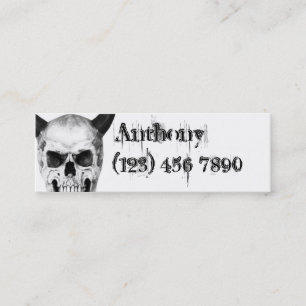 Gothic Horned Skull Skinny Profile Card Mini Visitekaartje