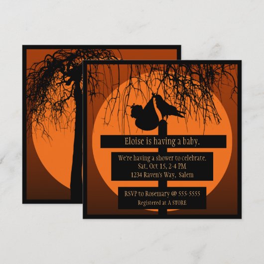 Gothic-Horror-Baby shower Kaart (Voorkant / Achterkant)