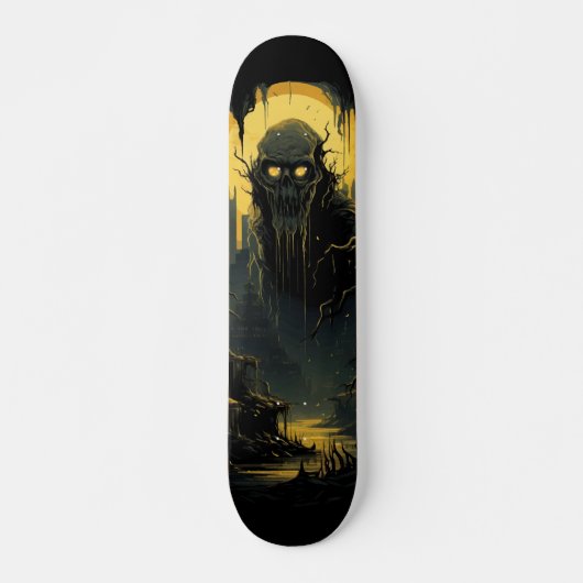 Gothic Horror Cityscape Black Gold 7-laags Persoonlijk Skateboard (Voorkant)