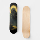 Gothic Horror Cityscape Black Gold 7-Ply Persoonlijk Skateboard (Voorkant)