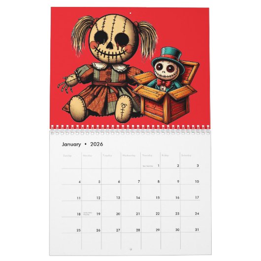 Gothic Horror Dark Fantasy kunstwezens Kalender (Jan 2026)