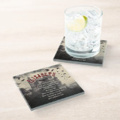 Gothic Horror Dracula's spookkasteel Halloween Glazen Onderzetter (Schuin)