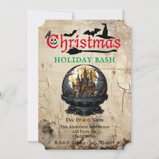 Gothic House Halloween Kerstvakantie Bash Kaart (Voorkant)
