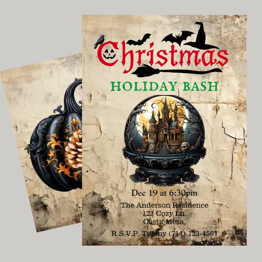 Gothic House Halloween Kerstvakantie Bash Kaart