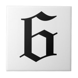 Gothic House Number Tile - Red op Black Tegeltje