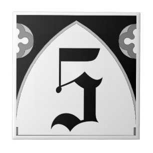 Gothic House Number Tile Tegeltje
