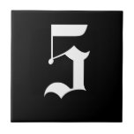 Gothic House Number Tile - White on Black Tegeltje<br><div class="desc">Gothic House Number Tile - White on Black</div>