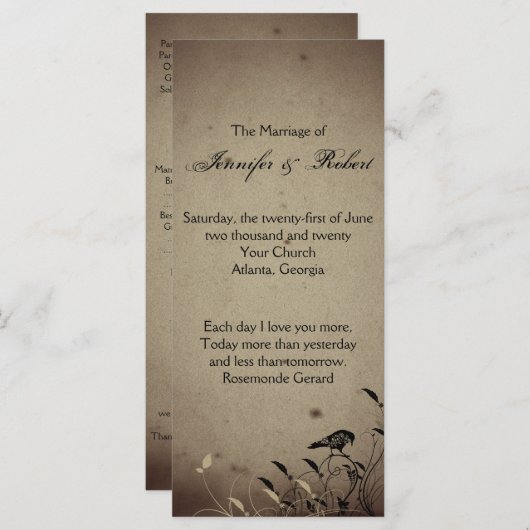  Gothic House Wedding Programme Programmakaart (Voorkant / Achterkant)