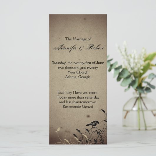  Gothic House Wedding Programme Programmakaart (Staand voorkant)