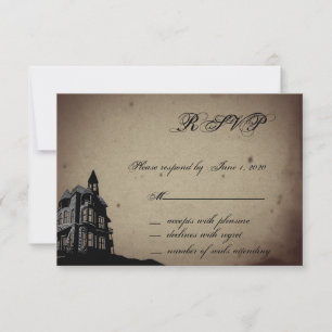  Gothic House Wedding Response Card RSVP Kaartje