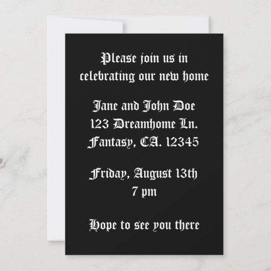 Gothic housewarming party kaart (Achterkant)