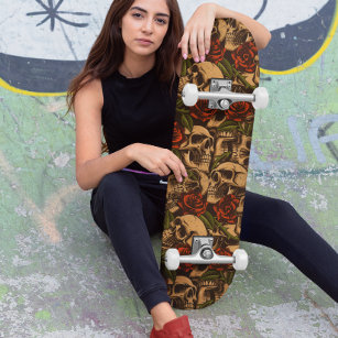 Gothic Huid- en Rozen Graffiti patroon Persoonlijk Skateboard