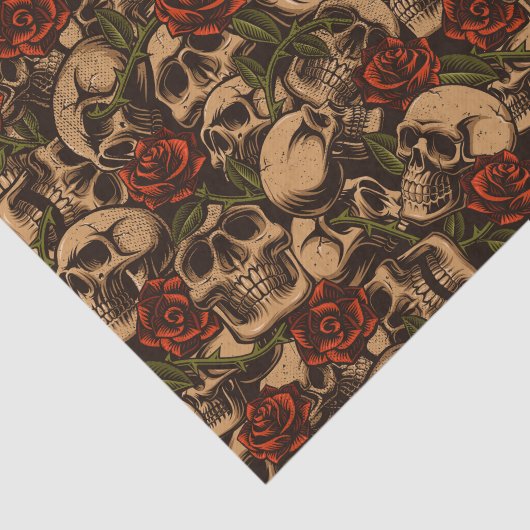 Gothic Huid- en Rozen Graffiti patroon Tissuepapier (Detail)