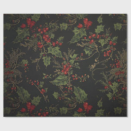 Gothic Hulst Inpakpapier |Donkere Kerst Floral