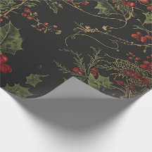 Gothic Hulst Inpakpapier |Donkere Kerst Floral