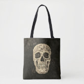Gothic Human Skull Beige Black Old Grunge Texture Tote Bag (Voorkant)