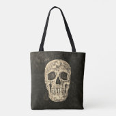 Gothic Human Skull Beige Black Old Grunge Texture Tote Bag (Achterkant)
