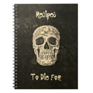 Gothic Human Skull Black Beige pakt af voor dood Notitieboek