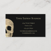 Gothic Human Skull Face Beige Black Tattoo Shop Visitekaartje (Achterkant)