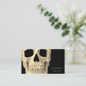 Gothic Human Skull Face Beige Black Tattoo Shop Visitekaartje (Staand voorkant)